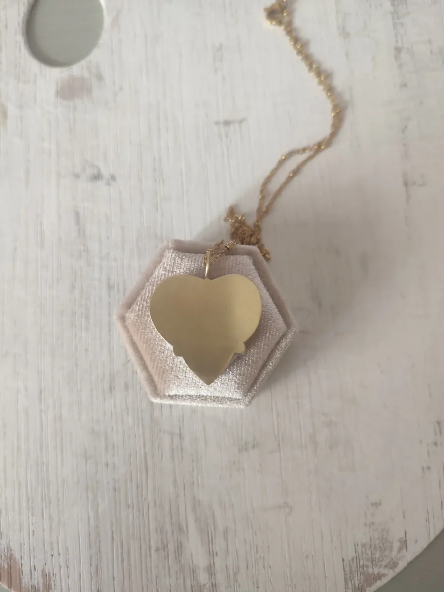 Collana artigianale in ceramica vintage CUORE VANIGLIA